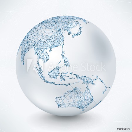 Bild på Abstract Telecommunication Earth Map - Asia Indonesia Oceania Australia
